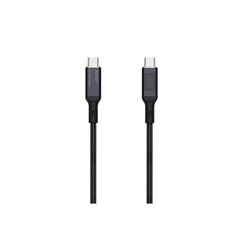 AUKEY CB-MCC101 Circlet Blink 100W 1m 100W Nylon Braided USB-C to USB-C  Cable with LCD Display