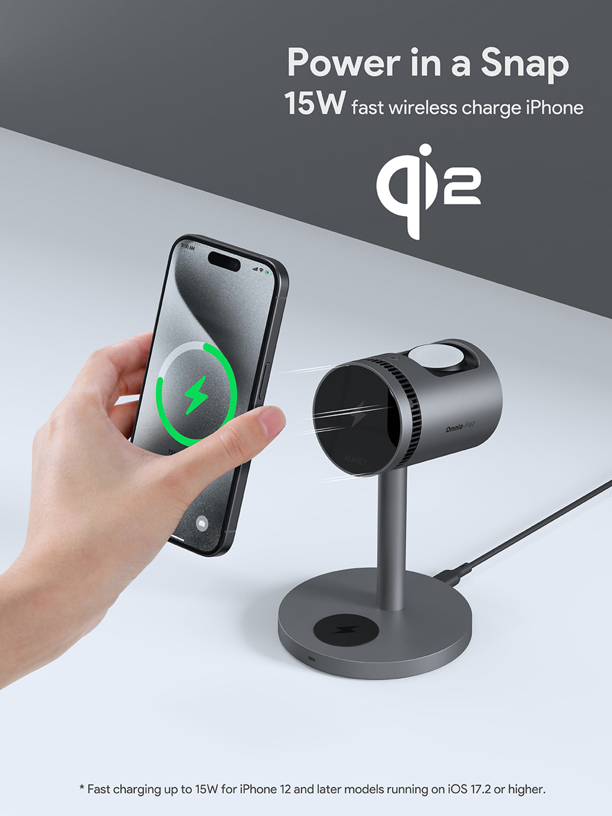 AUKEY LC-MC311A MagFusion 3-in-1 Pro Qi2 Active Cooling Wireless Charging Station