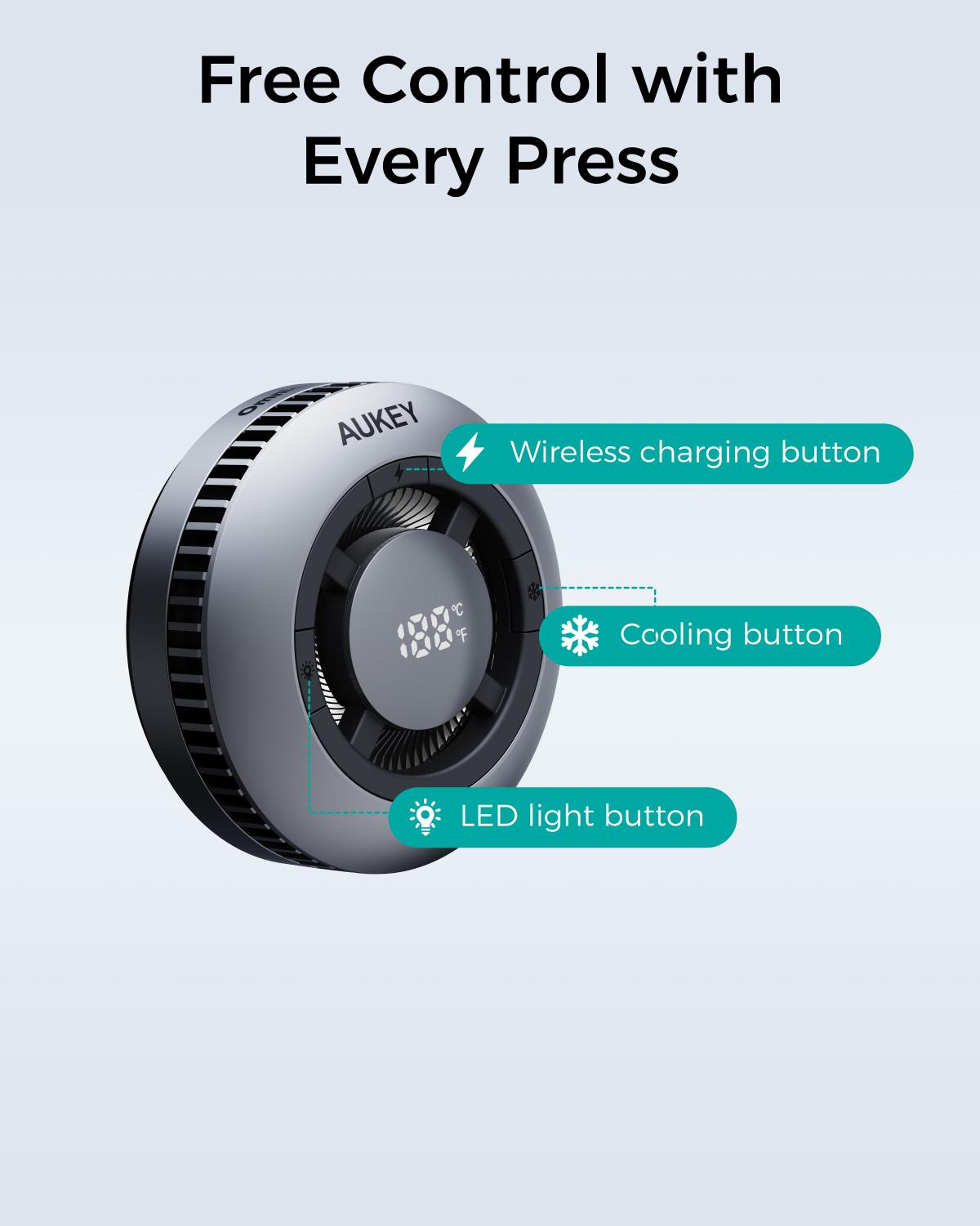 AUKEY LC-G10 MagFusion GameFrost Qi2 Active Cooling Wireless Charger