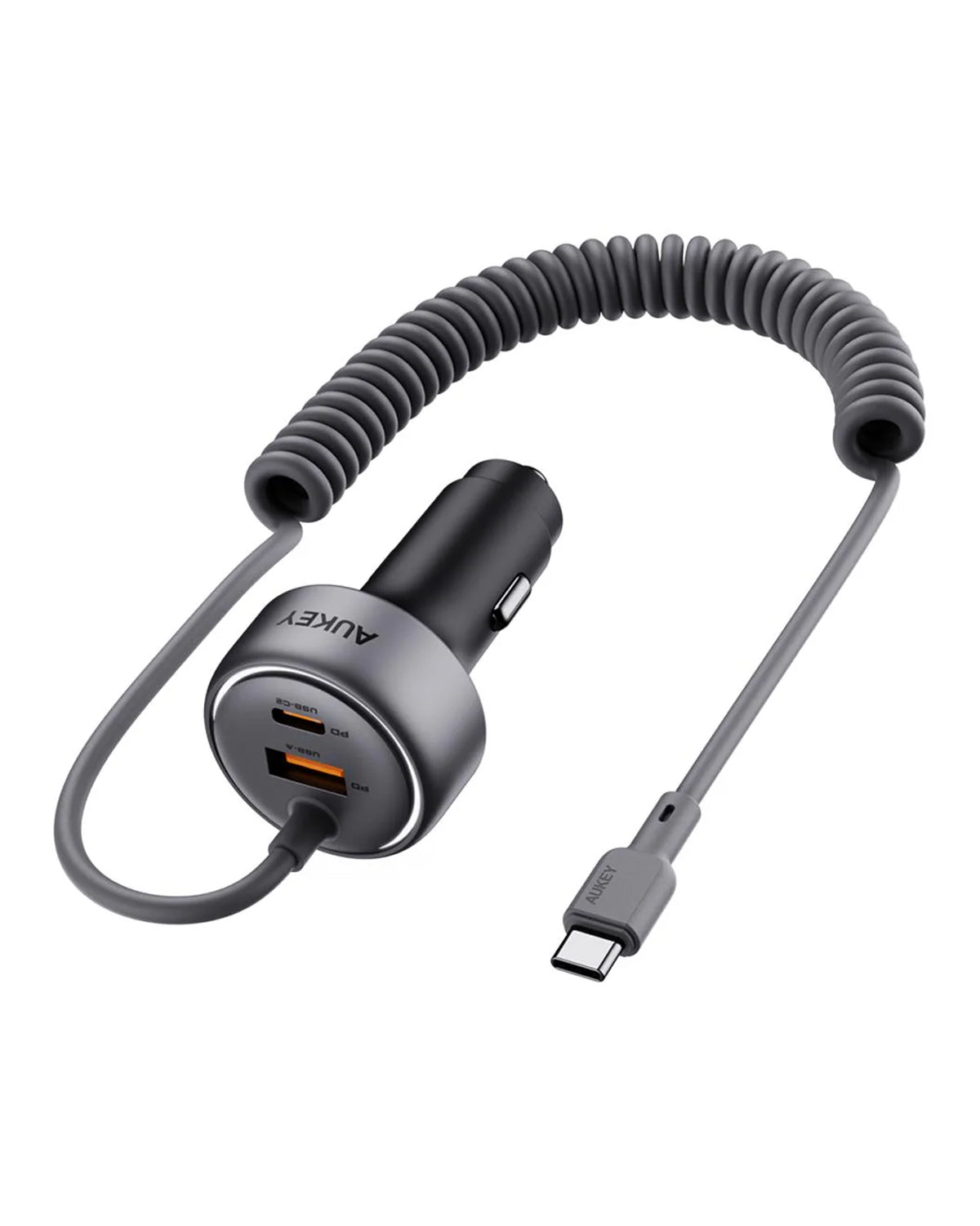 AUKEY CC-P2 Pathfinder Sling 75W Fast Charging Car Charger with Built-in Cable