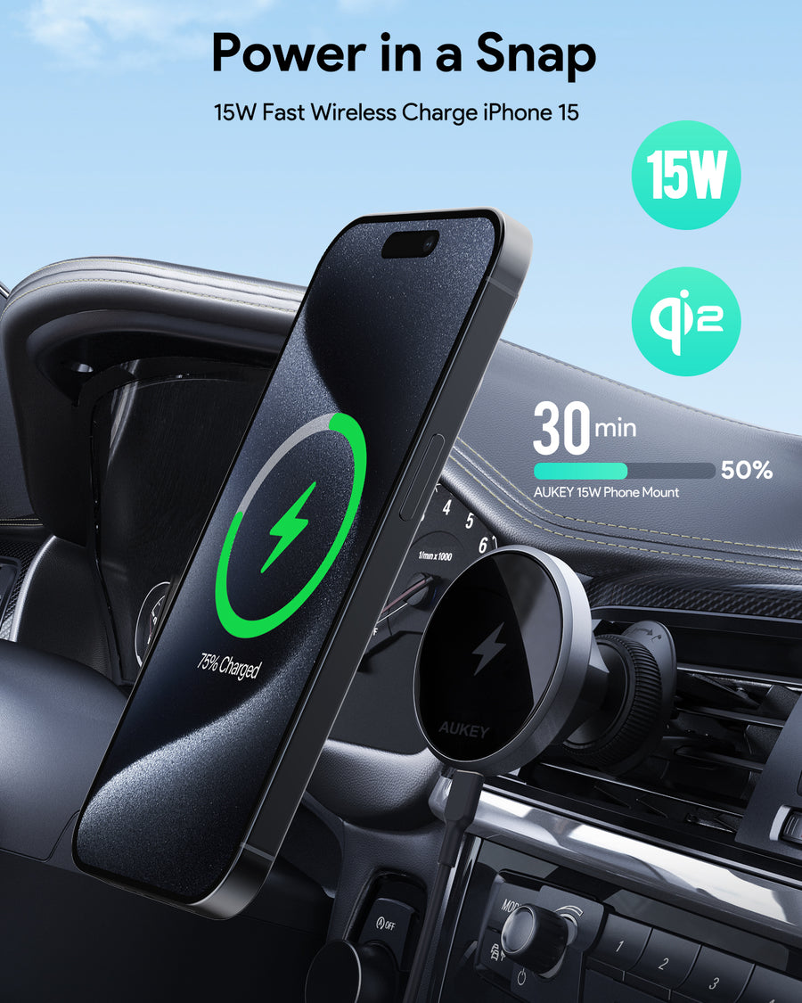 AUKEY HD-MC13 MagFusion Dash Qi2 Magnetic Fast Wireless Charging Phone