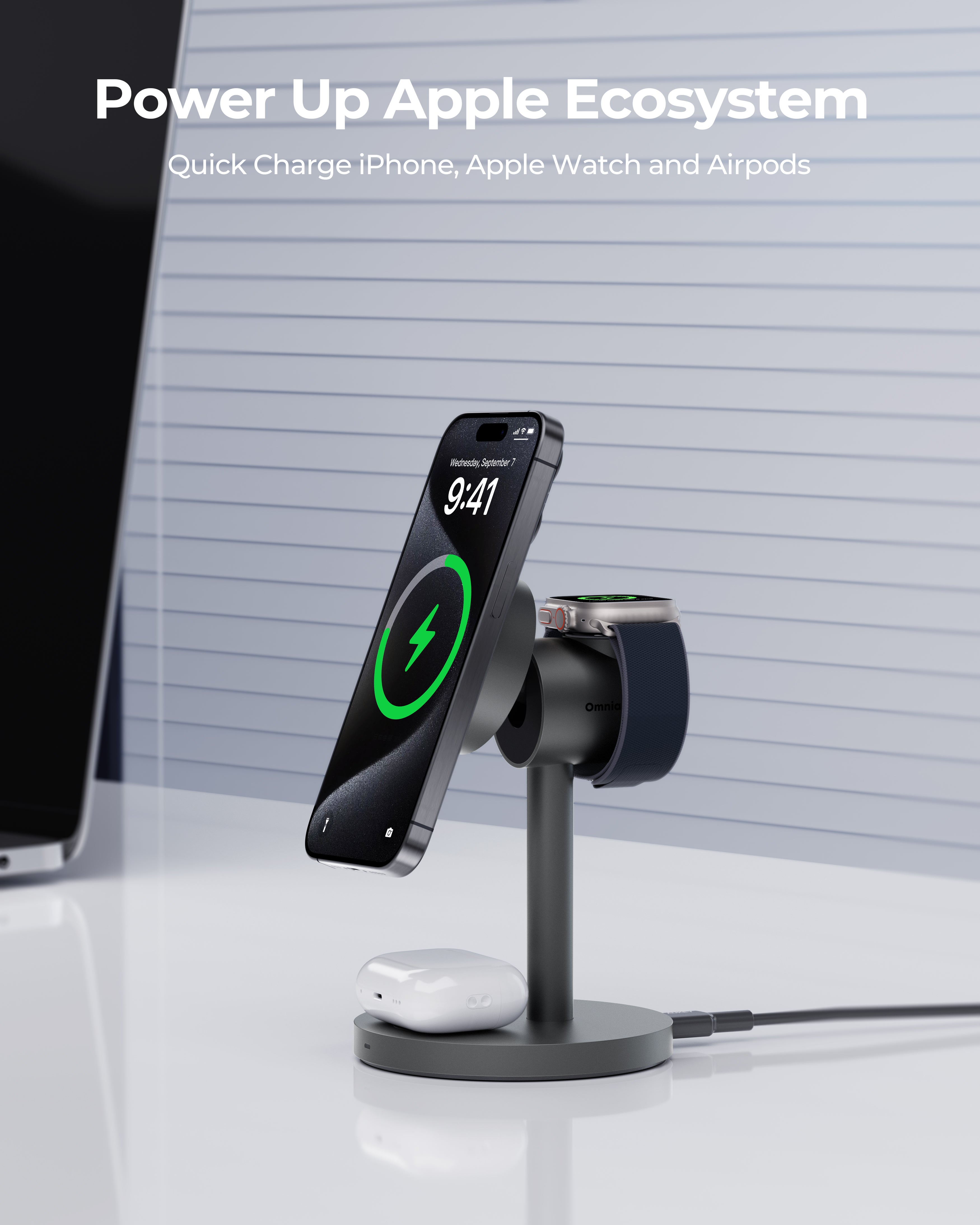 AUKEY MagFusion 3-in-1 New Release Wireless Charger Multiple Device for  Apple, Qi2 Certified 15W MFW Certified Fast Charing - iPhone 15 14 Pro Max  13