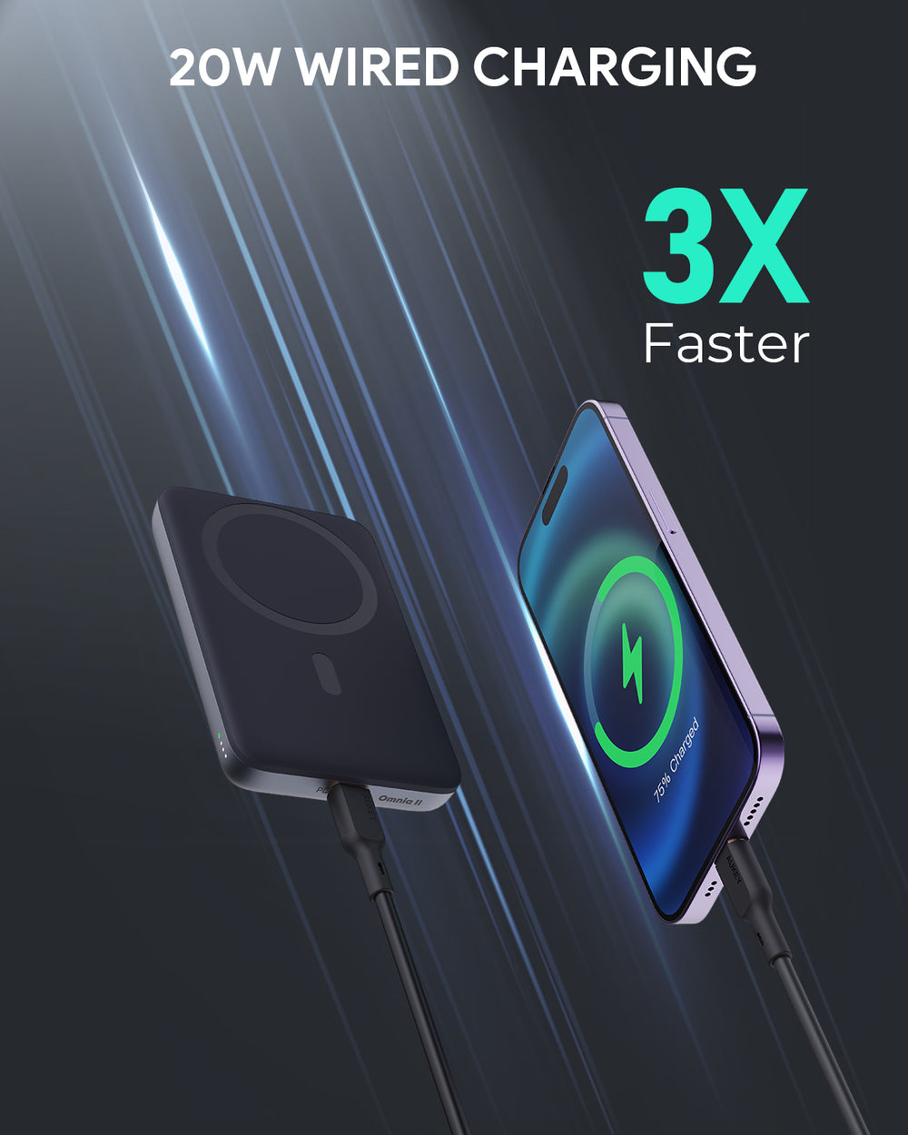 AUKEY PB-MS01 MagFusion 6700mAh 20W Magnetic Wireless Charging Power B