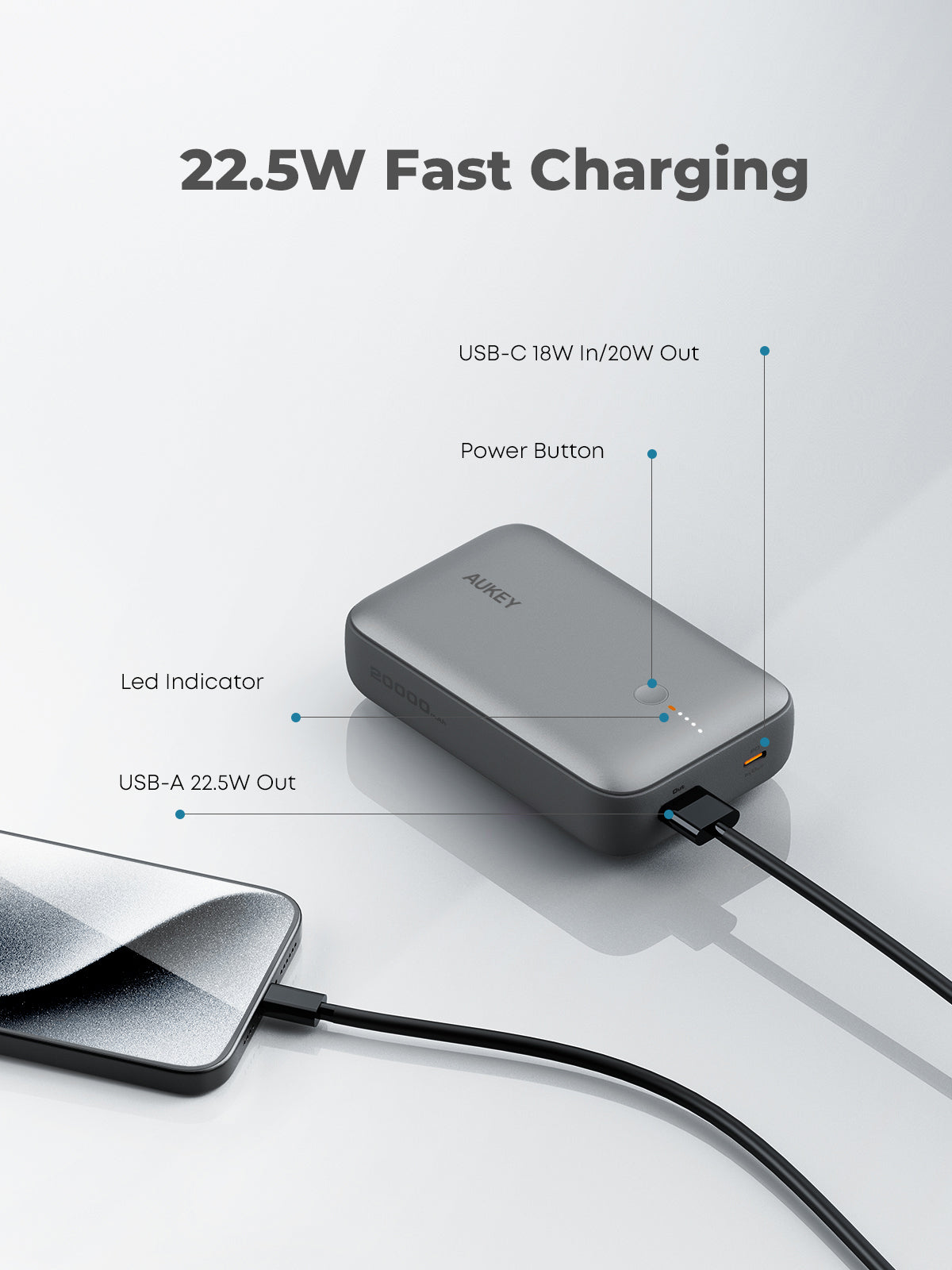 AUKEY PB-Y57 Spark Mini 20000 Compact Fast Charging Power Bank