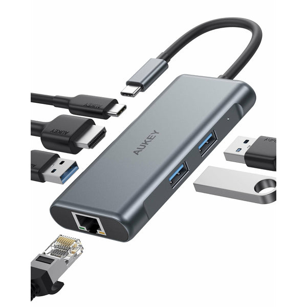 AUKEY CBC71 8 in 1 USB C Hub with Ethernet Port, 4K USB C to HDMI