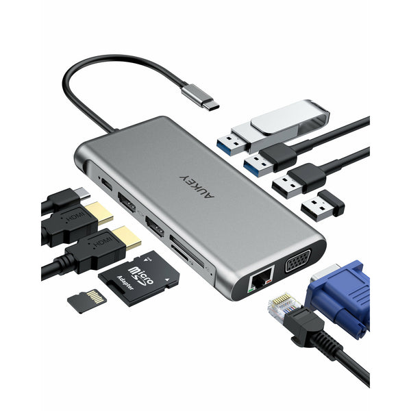 GetUSCart- AUKEY Powered USB Hub, Aluminum 10-Port USB 3.0 Hub
